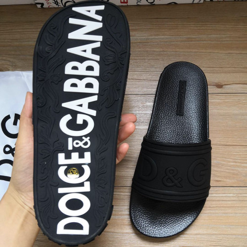 Dolce&Gabbana Womens Mens Shoes Sandals Milano Slides In Rubber And Calfskin Luxury Sandals Beach Wear with Original Box Slippers