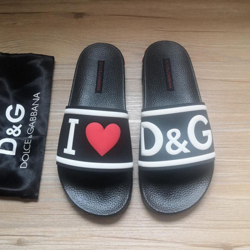 Dolce&Gabbana Womens Mens Shoes Sandals Milano Slides In Rubber And Calfskin Luxury Sandals Beach Wear with Original Box Slippers