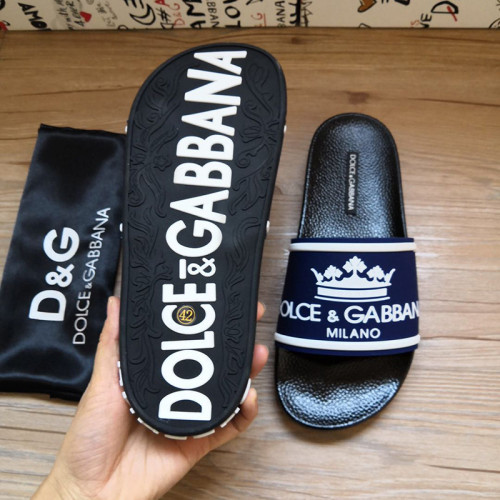 Dolce&Gabbana Womens Mens Shoes Sandals Milano Slides In Rubber And Calfskin Luxury Sandals Beach Wear with Original Box Slippers