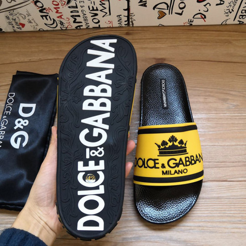 Dolce&Gabbana Womens Mens Shoes Sandals Milano Slides In Rubber And Calfskin Luxury Sandals Beach Wear with Original Box Slippers
