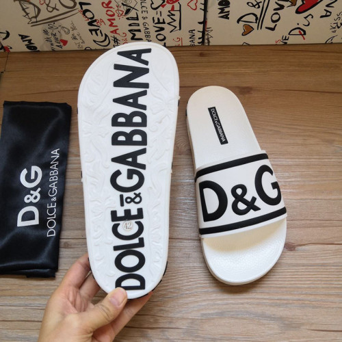 Dolce&Gabbana Womens Mens Shoes Sandals Milano Slides In Rubber And Calfskin Luxury Sandals Beach Wear with Original Box Slippers