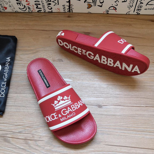 Dolce&Gabbana Womens Mens Shoes Sandals Milano Slides In Rubber And Calfskin Luxury Sandals Beach Wear with Original Box Slippers