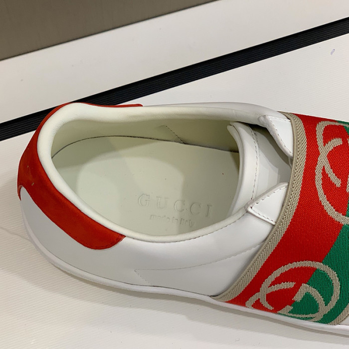 Gucci Womens Shoes Fashion Sneakers Luxury Brand Women's Ace sneaker with elastic Web in White Leather with Original Box