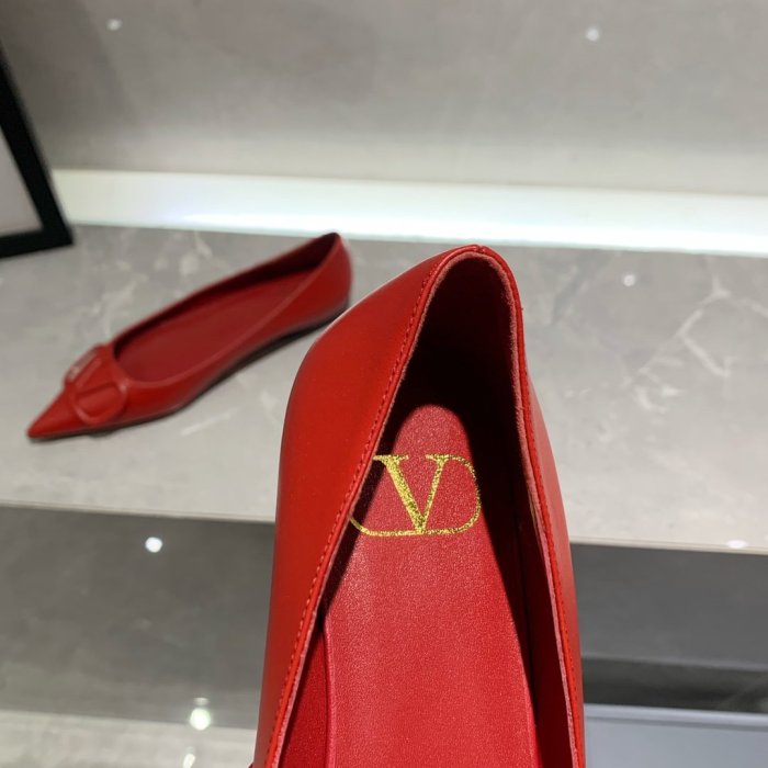 Valentino Women Shoes Mule Flip Flop Sandals VLOGO SIGNATURE CALFSKIN PUMP FLAT with Original Box Luxury Brand