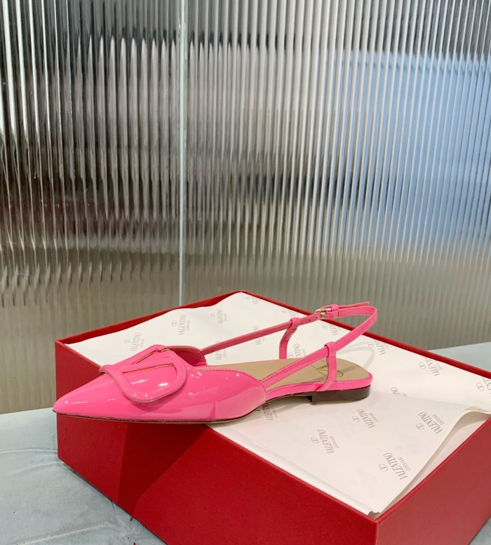 Valentino Women Shoes Mule Flip Flop Sandals VLOGO SIGNATURE CALFSKIN SLINGBACK PUMP Flat with Original Box Luxury Brand
