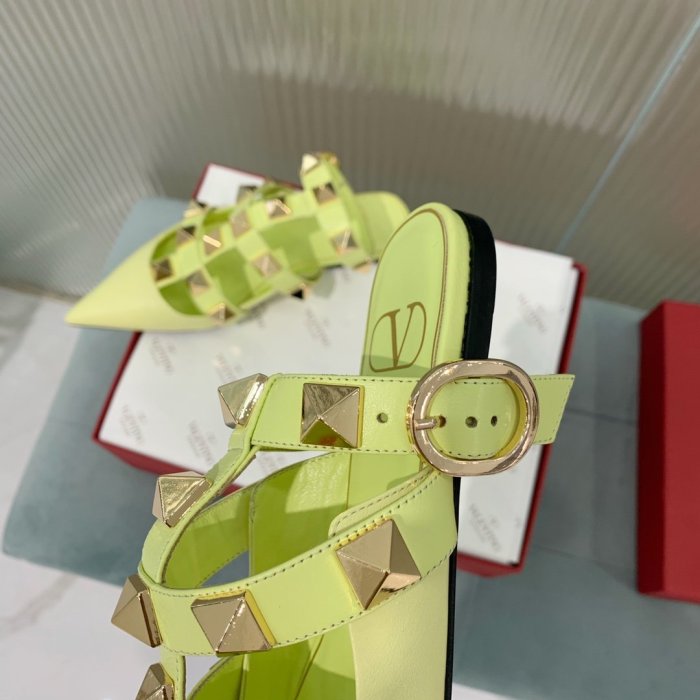 Valentino Women Shoes Mule Flip Flop Sandals ROMAN STUD CALFSKIN BALLET with Original Box Luxury Brand
