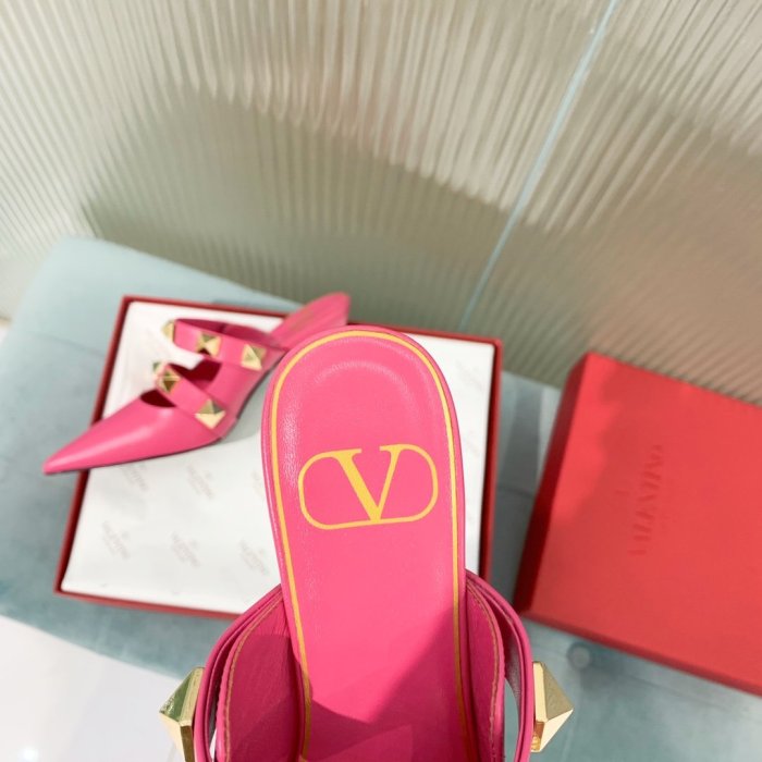 Valentino Women Shoes Mule Flip Flop Sandals ROMAN STUD MULE IN CALFSKIN 65 MM with Original Box
