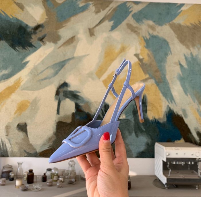 Valentino Women Shoes Mule Flip Flop Sandals VLOGO SIGNATURE CALFSKIN SLINGBACK PUMP 80 MM / 3.15 IN. with Original Box