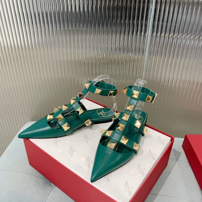 Valentino Women Shoes Mule Flip Flop Sandals ROMAN STUD CALFSKIN BALLET with Original Box Luxury Brand