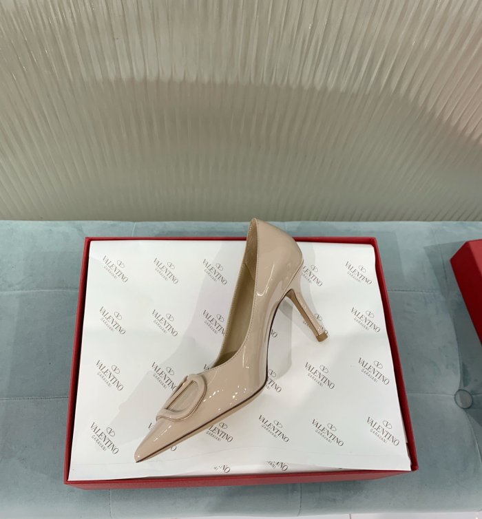 Valentino Women Shoes Mule Flip Flop Sandals VLOGO SIGNATURE CALFSKIN PUMP 80MM Luxury Brand with Original Box