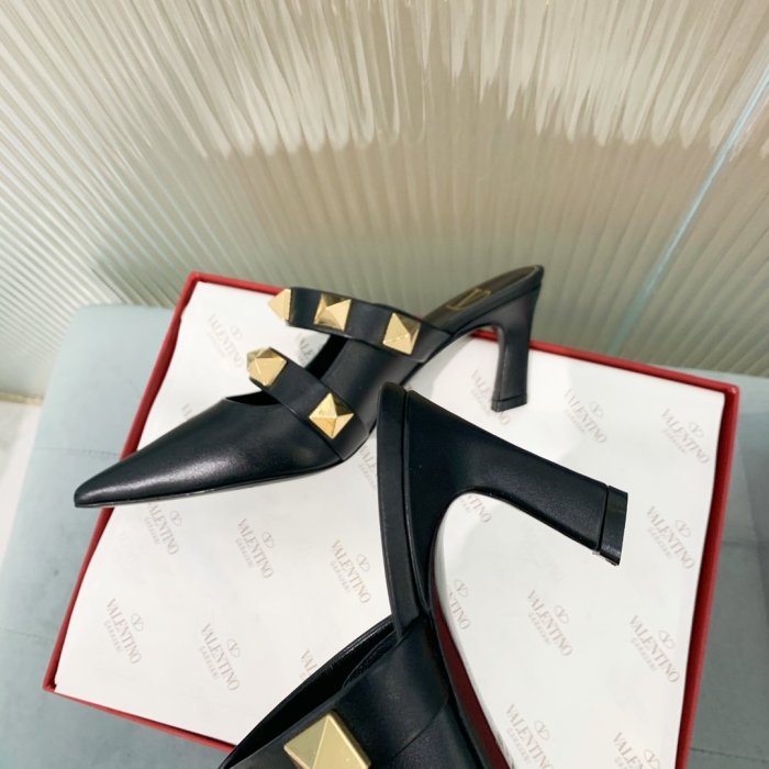 Valentino Women Shoes Mule Flip Flop Sandals ROMAN STUD MULE IN CALFSKIN 65 MM with Original Box