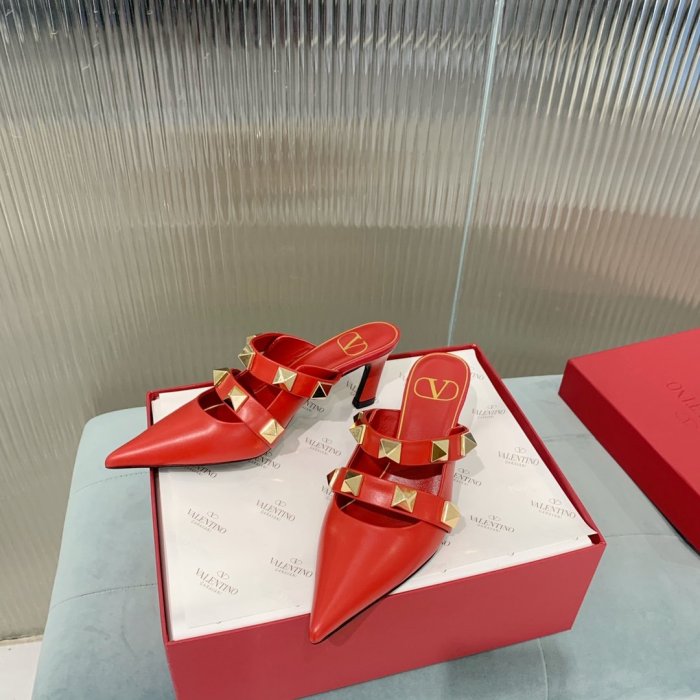 Valentino Women Shoes Mule Flip Flop Sandals ROMAN STUD MULE IN CALFSKIN 65 MM with Original Box