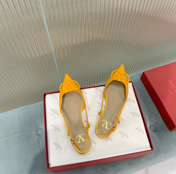 Valentino Women Shoes Mule Flip Flop Sandals VLOGO SIGNATURE CALFSKIN SLINGBACK PUMP Flat with Original Box Luxury Brand
