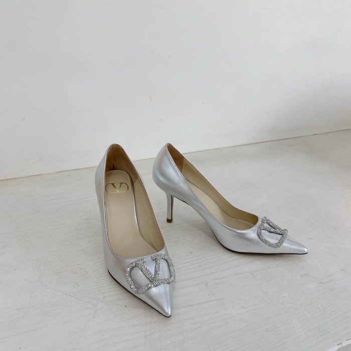 Valentino Women Shoes Mule Flip Flop Sandals VLOGO SIGNATURE CALFSKIN PUMP 80MM Luxury Brand with Original Box