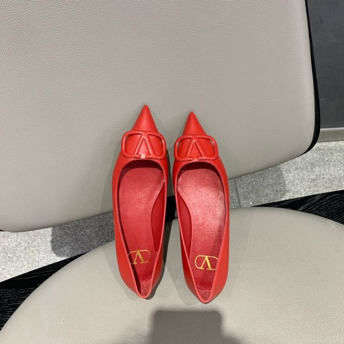 Valentino Women Shoes Mule Flip Flop Sandals VLOGO SIGNATURE CALFSKIN PUMP FLAT with Original Box Luxury Brand