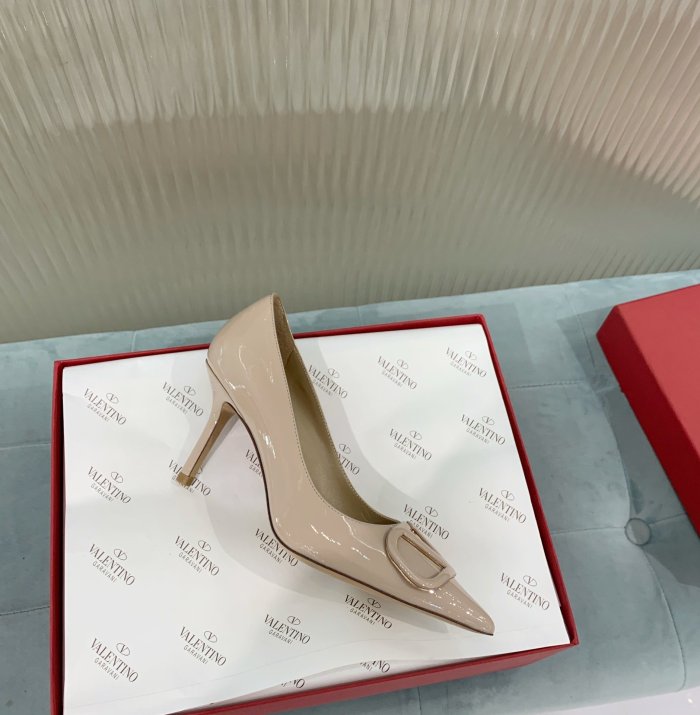 Valentino Women Shoes Mule Flip Flop Sandals VLOGO SIGNATURE CALFSKIN PUMP 80MM Luxury Brand with Original Box