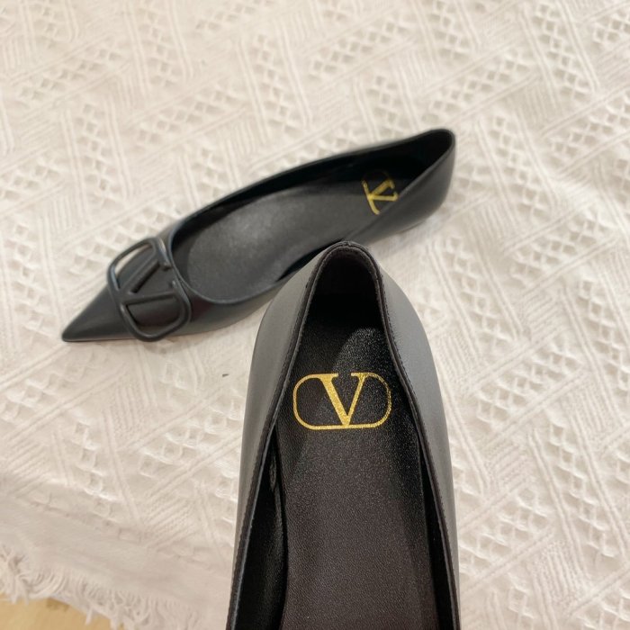 Valentino Women Shoes Mule Flip Flop Sandals VLOGO SIGNATURE CALFSKIN PUMP FLAT with Original Box Luxury Brand