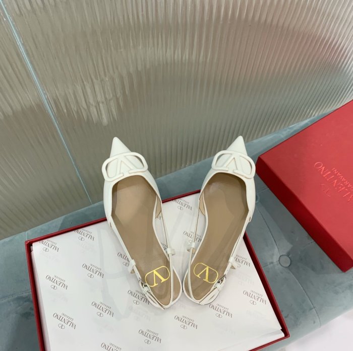 Valentino Women Shoes Mule Flip Flop Sandals VLOGO SIGNATURE CALFSKIN SLINGBACK PUMP Flat with Original Box Luxury Brand