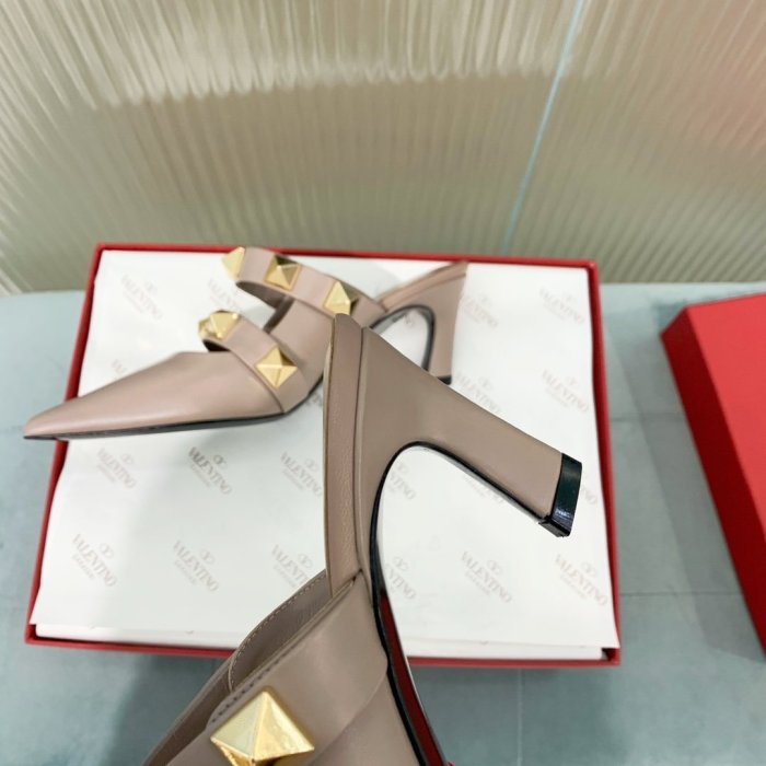Valentino Women Shoes Mule Flip Flop Sandals ROMAN STUD MULE IN CALFSKIN 65 MM with Original Box