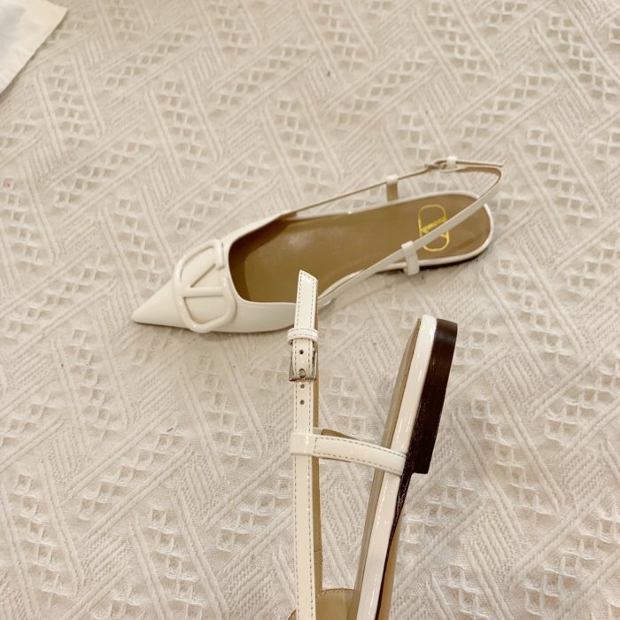 Valentino Women Shoes Mule Flip Flop Sandals VLOGO SIGNATURE CALFSKIN SLINGBACK PUMP Flat with Original Box Luxury Brand