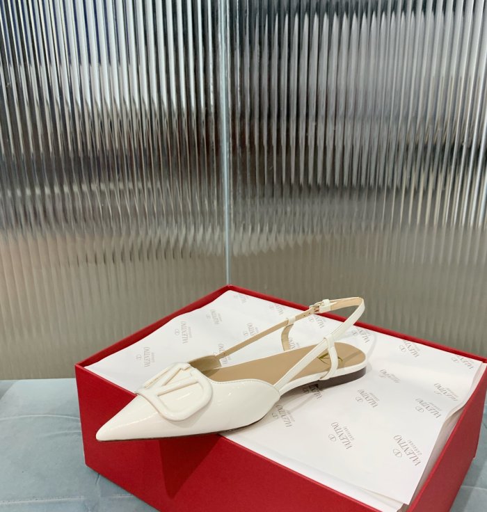 Valentino Women Shoes Mule Flip Flop Sandals VLOGO SIGNATURE CALFSKIN SLINGBACK PUMP Flat with Original Box Luxury Brand