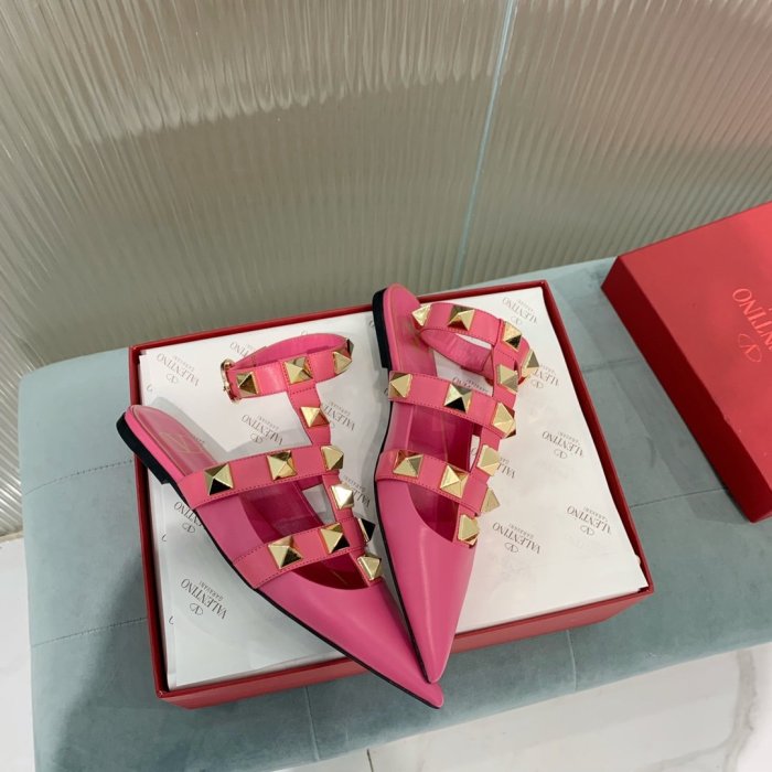 Valentino Women Shoes Mule Flip Flop Sandals ROMAN STUD CALFSKIN BALLET with Original Box Luxury Brand