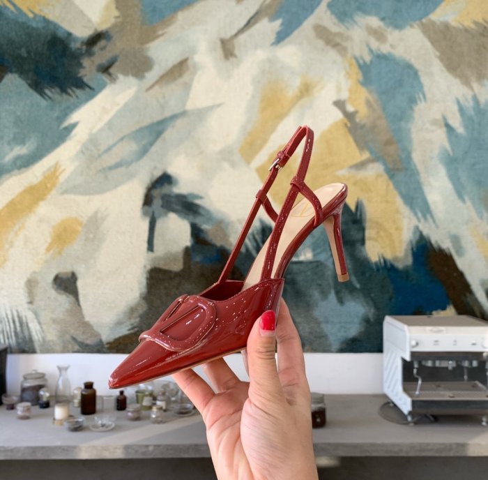 Valentino Women Shoes Mule Flip Flop Sandals VLOGO SIGNATURE CALFSKIN SLINGBACK PUMP 80 MM / 3.15 IN. with Original Box