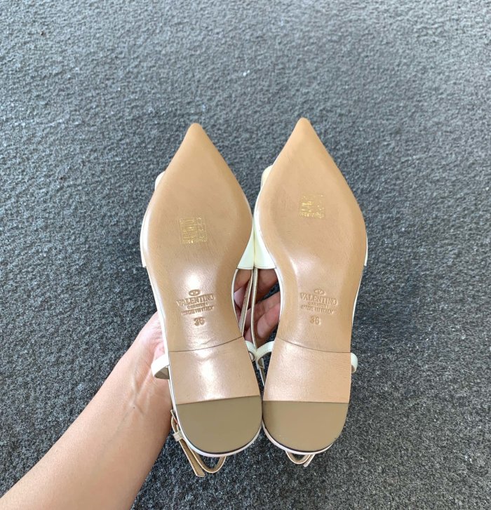 Valentino Women Shoes Mule Flip Flop Sandals VLOGO SIGNATURE CALFSKIN SLINGBACK PUMP Flat with Original Box Luxury Brand