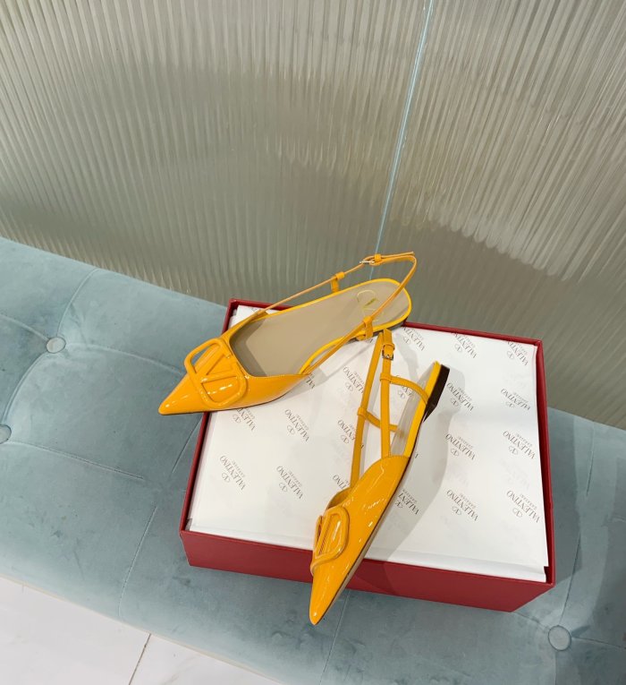 Valentino Women Shoes Mule Flip Flop Sandals VLOGO SIGNATURE CALFSKIN SLINGBACK PUMP Flat with Original Box Luxury Brand