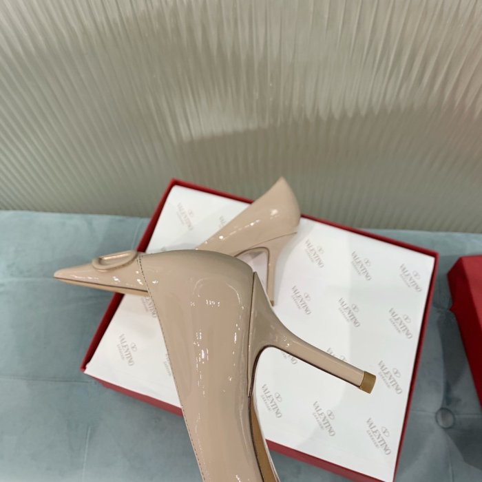 Valentino Women Shoes Mule Flip Flop Sandals VLOGO SIGNATURE CALFSKIN PUMP 80MM Luxury Brand with Original Box
