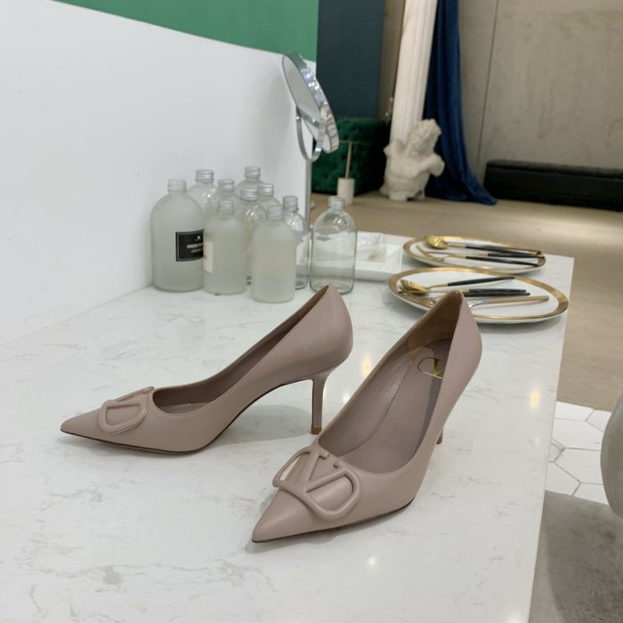 Valentino Women Shoes Mule Flip Flop Sandals VLOGO SIGNATURE CALFSKIN PUMP 80MM Luxury Brand with Original Box