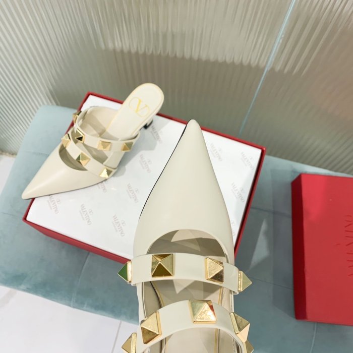 Valentino Women Shoes Mule Flip Flop Sandals ROMAN STUD MULE IN CALFSKIN 65 MM with Original Box
