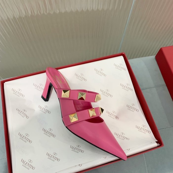 Valentino Women Shoes Mule Flip Flop Sandals ROMAN STUD MULE IN CALFSKIN 65 MM with Original Box