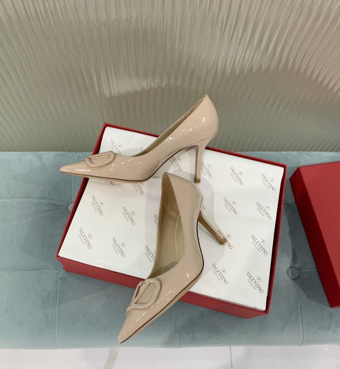 Valentino Women Shoes Mule Flip Flop Sandals VLOGO SIGNATURE CALFSKIN PUMP 80MM Luxury Brand with Original Box