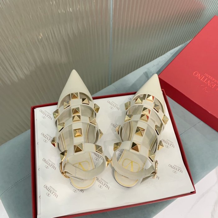 Valentino Women Shoes Mule Flip Flop Sandals ROMAN STUD CALFSKIN BALLET with Original Box Luxury Brand
