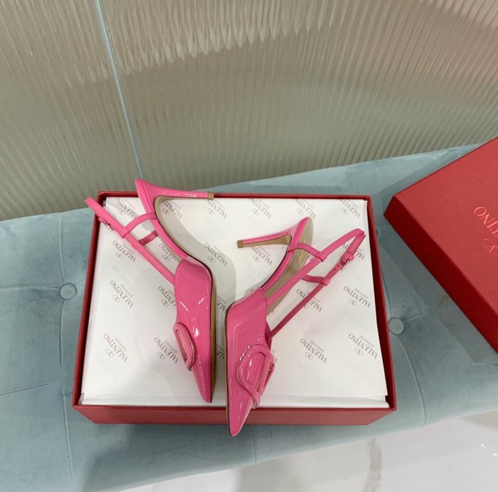 Valentino Women Shoes Mule Flip Flop Sandals VLOGO SIGNATURE CALFSKIN SLINGBACK PUMP 80 MM / 3.15 IN. with Original Box