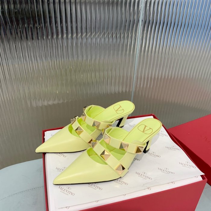Valentino Women Shoes Mule Flip Flop Sandals ROMAN STUD MULE IN CALFSKIN 65 MM with Original Box