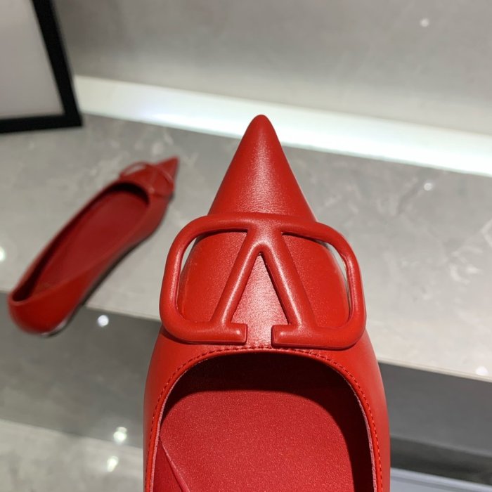 Valentino Women Shoes Mule Flip Flop Sandals VLOGO SIGNATURE CALFSKIN PUMP FLAT with Original Box Luxury Brand