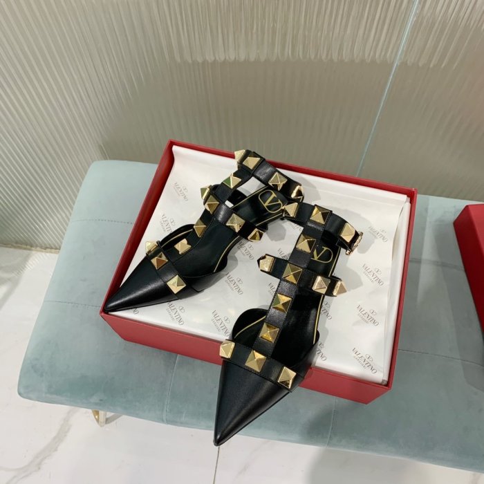 Valentino Women Shoes Mule Flip Flop Sandals ROMAN STUD CALFSKIN PUMP 40 MM VW0S0CB3ZWM0NO with Original Box