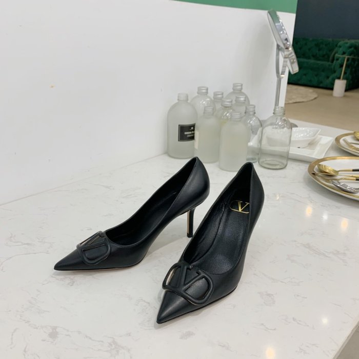 Valentino Women Shoes Mule Flip Flop Sandals VLOGO SIGNATURE CALFSKIN PUMP 80MM Luxury Brand with Original Box