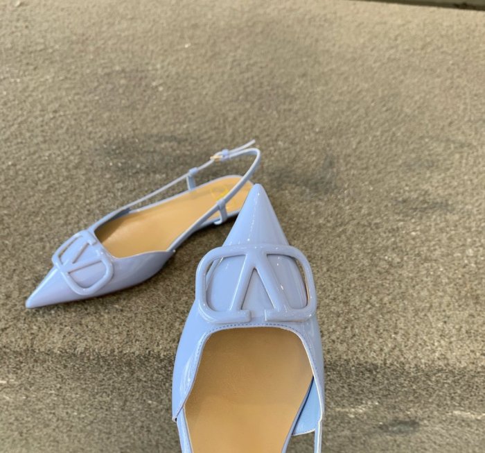 Valentino Women Shoes Mule Flip Flop Sandals VLOGO SIGNATURE CALFSKIN SLINGBACK PUMP Flat with Original Box Luxury Brand