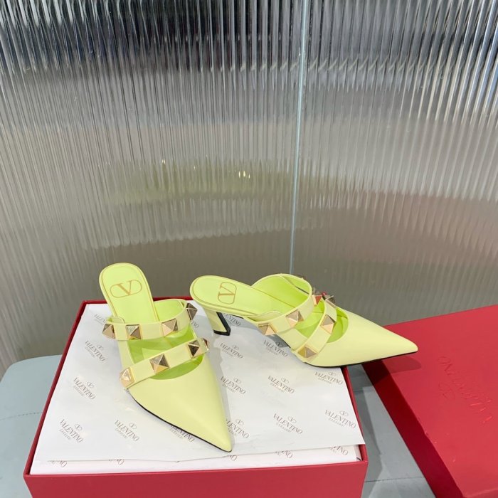 Valentino Women Shoes Mule Flip Flop Sandals ROMAN STUD MULE IN CALFSKIN 65 MM with Original Box