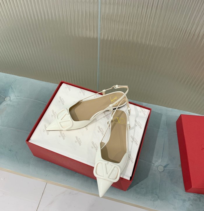 Valentino Women Shoes Mule Flip Flop Sandals VLOGO SIGNATURE CALFSKIN SLINGBACK PUMP Flat with Original Box Luxury Brand