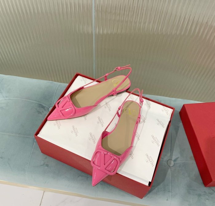 Valentino Women Shoes Mule Flip Flop Sandals VLOGO SIGNATURE CALFSKIN SLINGBACK PUMP Flat with Original Box Luxury Brand