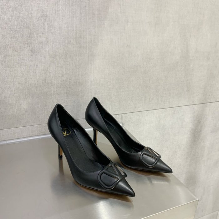 Valentino Women Shoes Mule Flip Flop Sandals VLOGO SIGNATURE CALFSKIN PUMP 80MM Luxury Brand with Original Box