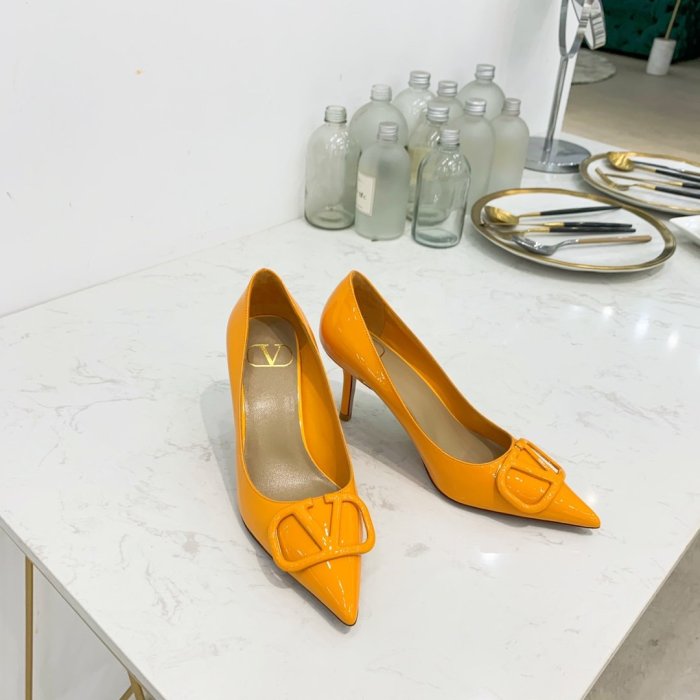 Valentino Women Shoes Mule Flip Flop Sandals VLOGO SIGNATURE CALFSKIN PUMP 80MM Luxury Brand with Original Box