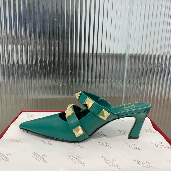 Valentino Women Shoes Mule Flip Flop Sandals ROMAN STUD MULE IN CALFSKIN 65 MM with Original Box
