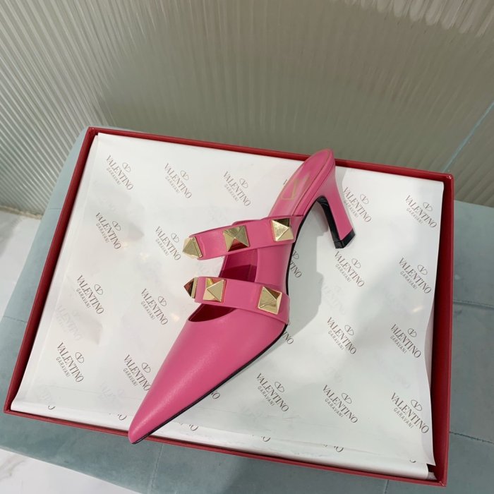 Valentino Women Shoes Mule Flip Flop Sandals ROMAN STUD MULE IN CALFSKIN 65 MM with Original Box