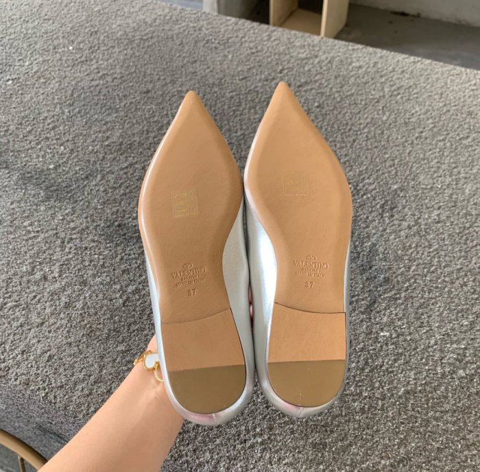Valentino Women Shoes Mule Flip Flop Sandals VLOGO SIGNATURE CALFSKIN PUMP FLAT with Original Box Luxury Brand