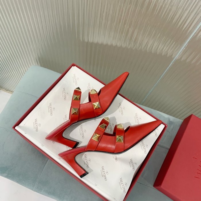 Valentino Women Shoes Mule Flip Flop Sandals ROMAN STUD MULE IN CALFSKIN 65 MM with Original Box